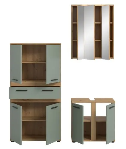 Badezimmer-Set Blake 3 | Salbei / Artisan Eiche | 3-teilig