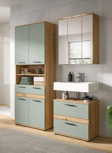 Badezimmer-Set Blake 4 | Salbei / Artisan Eiche | 3-teilig
