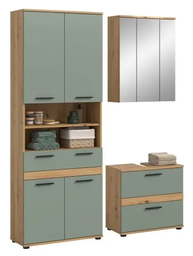 Badezimmer-Set Blake 4 | Salbei / Artisan Eiche | 3-teilig