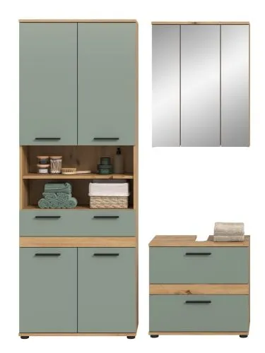 Badezimmer-Set Blake 4 | Salbei / Artisan Eiche | 3-teilig