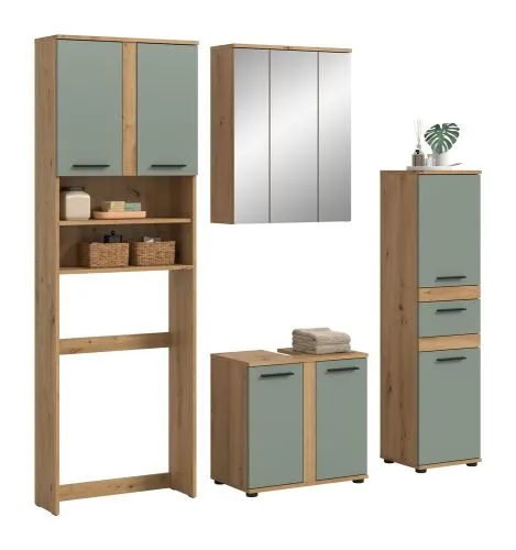 Badezimmer-Set Blake 4 | Salbei / Artisan Eiche | 4-teilig ohne Aufsatzleuchte