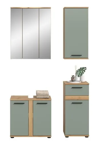 Badezimmer-Set Blake | Salbei / Artisan Eiche | 4-teilig ohne Aufsatzleuchte