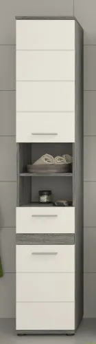 Badezimmer-Set Blake | weiß Hochglanz / rauchsilber | 3-teilig