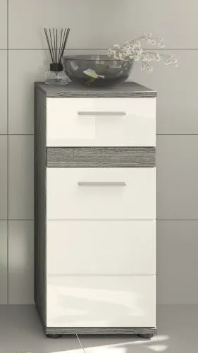 Badezimmer-Set Blake | weiß Hochglanz / rauchsilber | 4-teilig