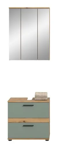 Badezimmer-Set Blake1 | Salbei / Artisan Eiche | 2-teilig ohne Aufsatzleuchte
