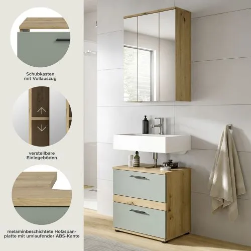 Badezimmer-Set Blake1 | Salbei / Artisan Eiche | 2-teilig ohne Aufsatzleuchte