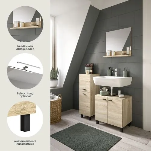 Badezimmer Set Boston 2 | 3-teilig | Eiche Sonoma