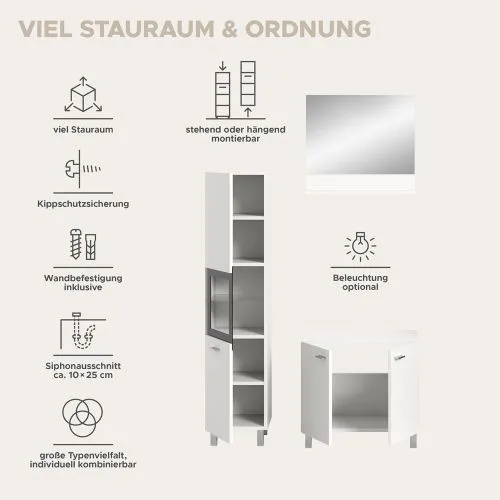 Badezimmer Set Boston 2 | 3-teilig | weiß