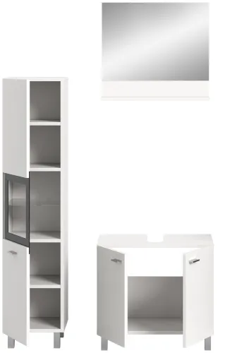 Badezimmer Set Boston 2 | 3-teilig | weiß | mit Aufsatzleuchte & Glasbodenclip