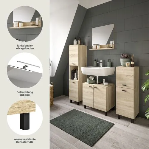 Badezimmer Set Boston 2 | 4-teilig | Eiche Sonoma