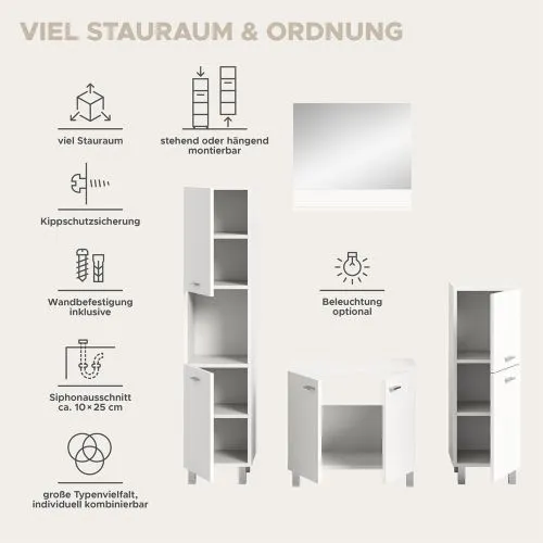 Badezimmer Set Boston 2 | 4-teilig | weiß