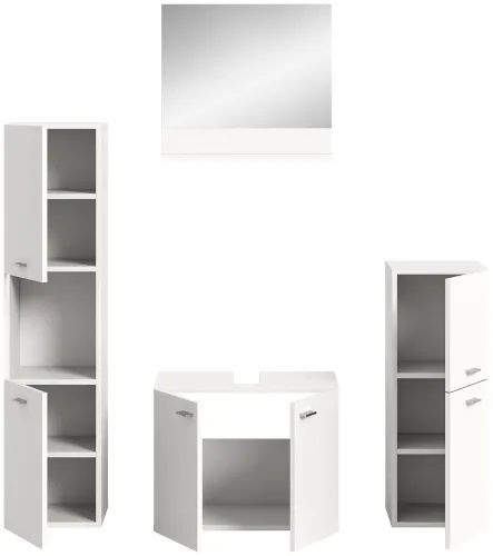 Badezimmer Set Boston 2 | 4-teilig | weiß | mit Aufsatzleuchte