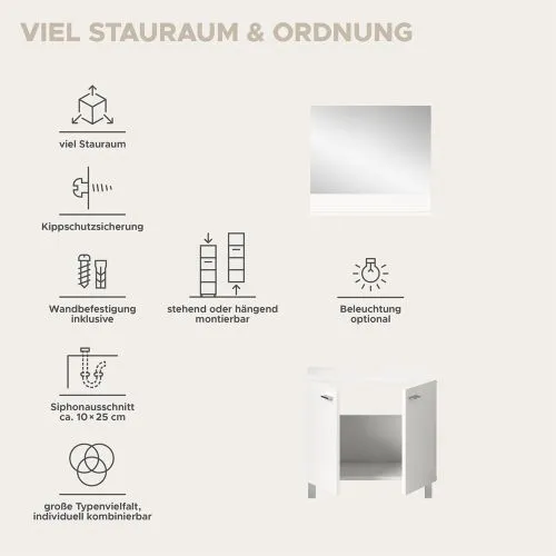 Badezimmer Set Boston | 2-teilig | weiß