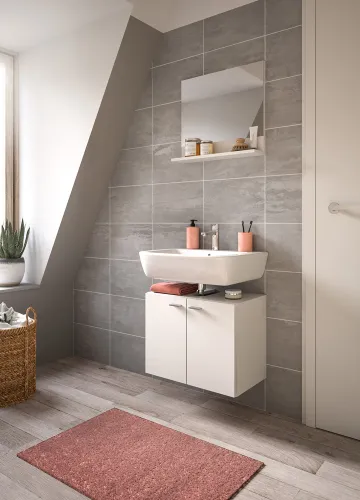 Badezimmer Set Boston | 2-teilig | weiß | mit Aufsatzleuchte