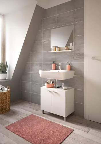 Badezimmer Set Boston | 2-teilig | weiß | mit Aufsatzleuchte