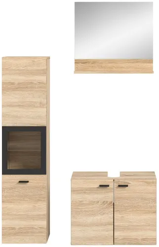 Badezimmer Set Boston 3 | 3-teilig | Eiche Sonoma | ohne Aufsatzleuchte