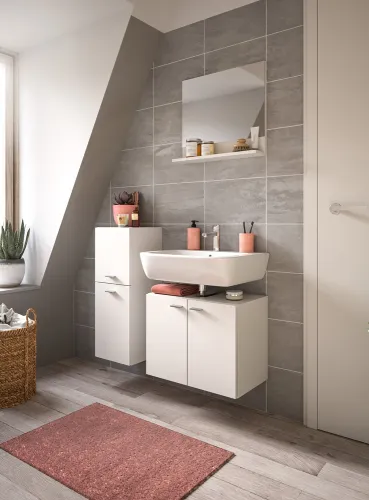 Badezimmer Set Boston 3 | 3-teilig | weiß | mit Aufsatzleuchte