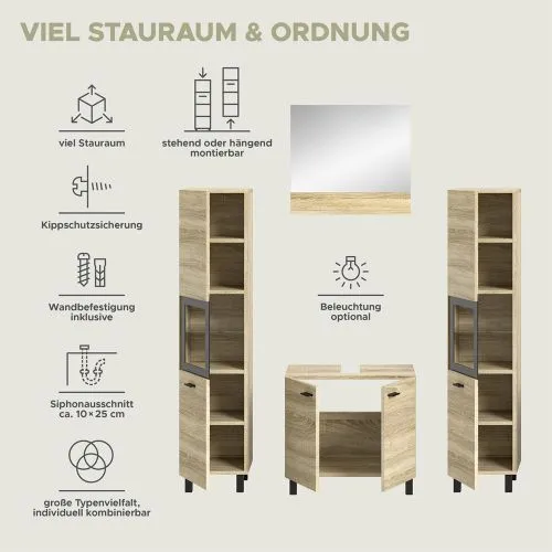 Badezimmer Set Boston 3 | 4-teilig | Eiche Sonoma