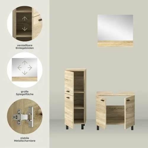 Badezimmer Set Boston 4 | 4-teilig | Eiche Sonoma | mit Aufsatzleuchte