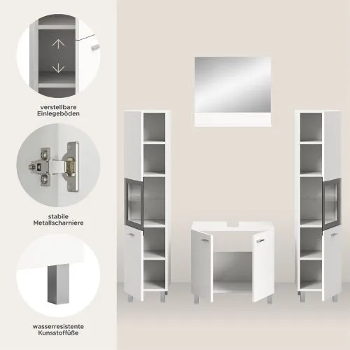 Badezimmer Set Boston 4 | 4-teilig | weiß