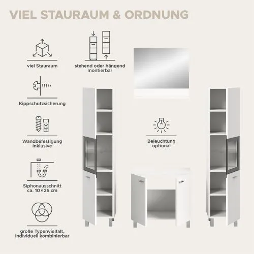 Badezimmer Set Boston 4 | 4-teilig | weiß