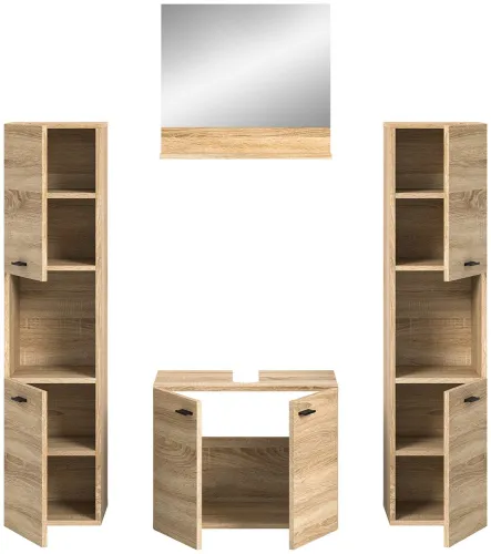 Badezimmer Set Boston | 4-teilig | Sonoma Eiche | ohne Aufsatzleuchte