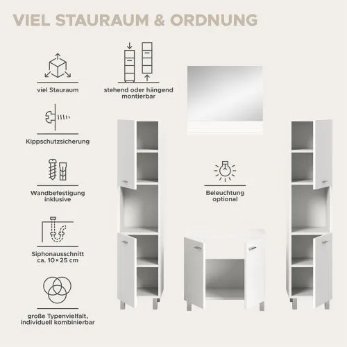 Badezimmer Set Boston | 4-teilig | weiß