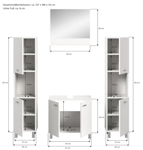 Badezimmer Set Boston | 4-teilig | weiß