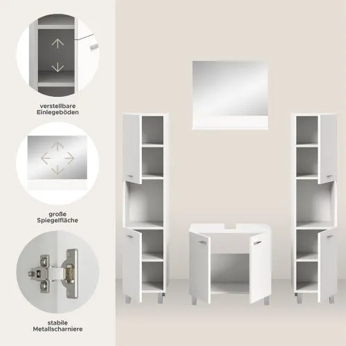 Badezimmer Set Boston | 4-teilig | weiß