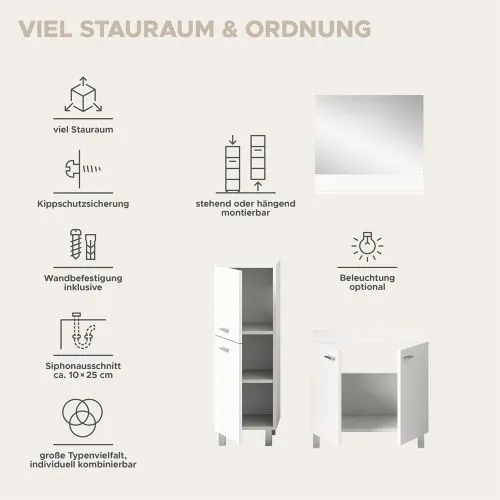 Badezimmer Set Boston 5 | 4-teilig | weiß