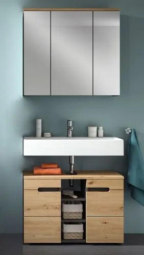 Badezimmer Set Canu 2 | 2-teilig | Artisan Eiche / Basalt grau | optional Beleuchtung