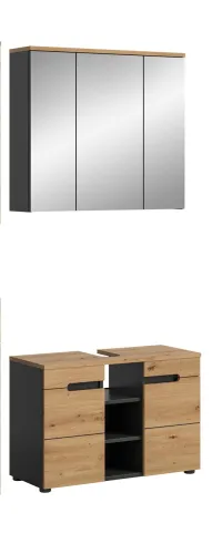 Badezimmer Set Canu 2 | 2-teilig | Artisan Eiche / Basalt grau | ohne Aufsatzleuchte