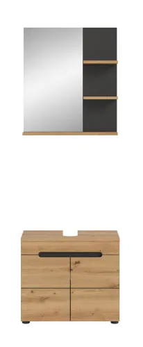 Badezimmer Set Canu | 2-teilig | Artisan Eiche / Basalt grau | ohne Aufsatzleuchte