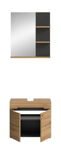 Badezimmer Set Canu | 2-teilig | Artisan Eiche / Basalt grau | ohne Aufsatzleuchte