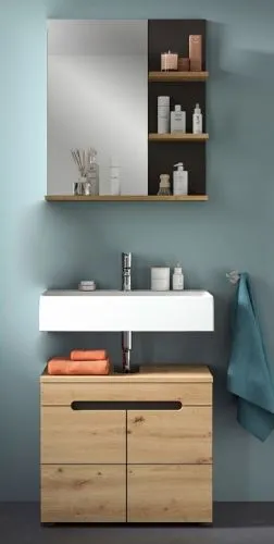 Badezimmer Set Canu | 2-teilig | Artisan Eiche / Basalt grau | optional Beleuchtung