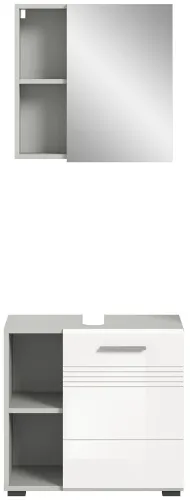 Badezimmer-Set Copa 1 | 2-teilig | grau / weiß Hochglanz ohne Aufsatzleuchte