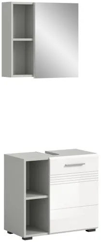 Badezimmer-Set Copa 1 | 2-teilig | grau / weiß Hochglanz ohne Aufsatzleuchte