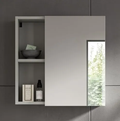 Badezimmer-Set Copa 1 | 2-teilig | grau / weiß Hochglanz ohne Aufsatzleuchte