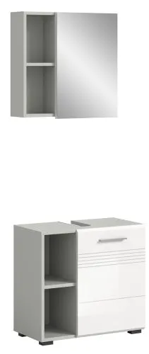 Badezimmer-Set Copa 1 | 2-teilig | grau / weiß Hochglanz ohne Aufsatzleuchte