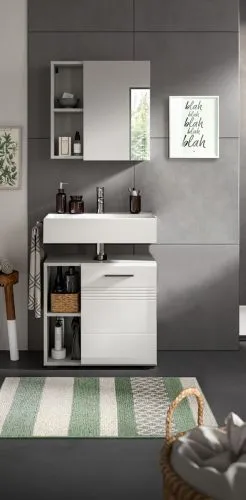 Badezimmer-Set Copa 1 | 2-teilig | grau / weiß Hochglanz ohne Aufsatzleuchte