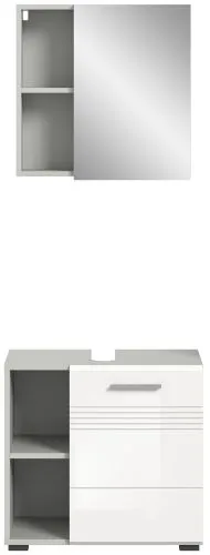 Badezimmer-Set Copa 1 | 2-teilig | grau / weiß Hochglanz ohne Aufsatzleuchte