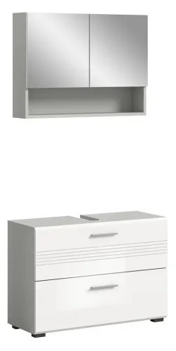 Badezimmer-Set Copa 2 | 2-teilig | grau / weiß Hochglanz ohne Aufsatzleuchte