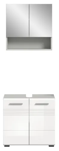 Badezimmer-Set Copa | 2-teilig | grau / weiß Hochglanz ohne Aufsatzleuchte
