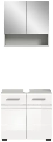 Badezimmer-Set Copa | 2-teilig | grau / weiß Hochglanz ohne Aufsatzleuchte