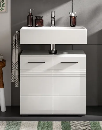 Badezimmer-Set Copa | 2-teilig | grau / weiß Hochglanz ohne Aufsatzleuchte