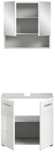 Badezimmer-Set Copa | 2-teilig | grau / weiß Hochglanz ohne Aufsatzleuchte