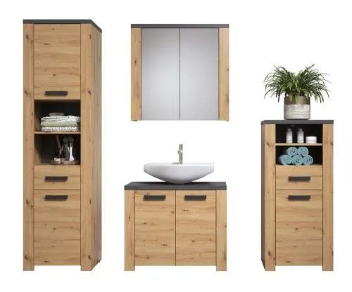 Badezimmer-Set Follow | Artisan Eiche / Matera grau | 4-teilig