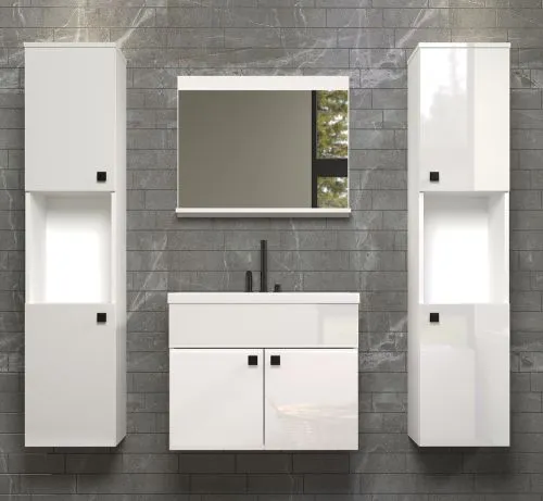 Badezimmer Set Haven | inkl. Waschbecken | weiß | 4-teilig