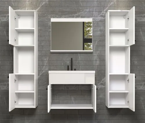 Badezimmer Set Haven | inkl. Waschbecken | weiß | 4-teilig