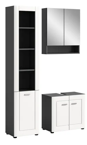 Badezimmer-Set Lago | weiß / grau | 3-teilig mit Aufsatzleuchte